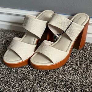 Maurices White and Tan Platform Heels
